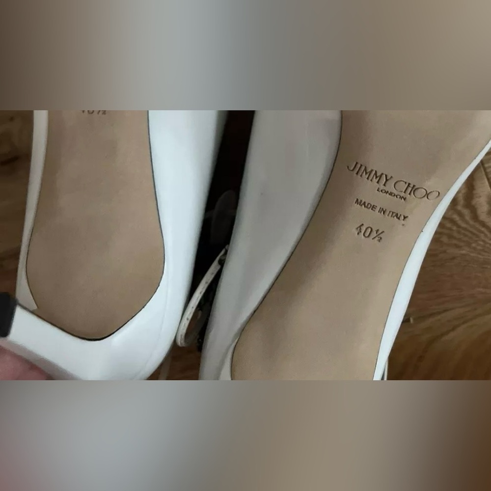 Jimmy Choo Womens White Black Leanne 85 Heels Size 40 1/2 $1195 - Picture 5 of 5